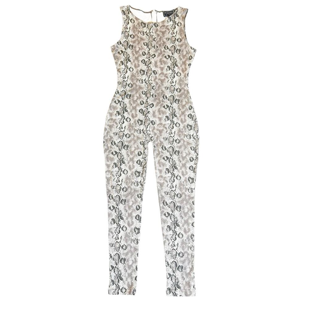 Versace Versus Vintage 90s Gray Snake Print Catsuit Size 42 IT 6 US